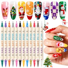 12 Colors Nail Art Pens Set, 3D Nail Polish Pens Quick-Drying Acrylic Paint Markers,For Nail Art Drawing Painting Nail Point Dotting Liner Pen, Nail Design Kit Manicure Tools Home & Salon DIY