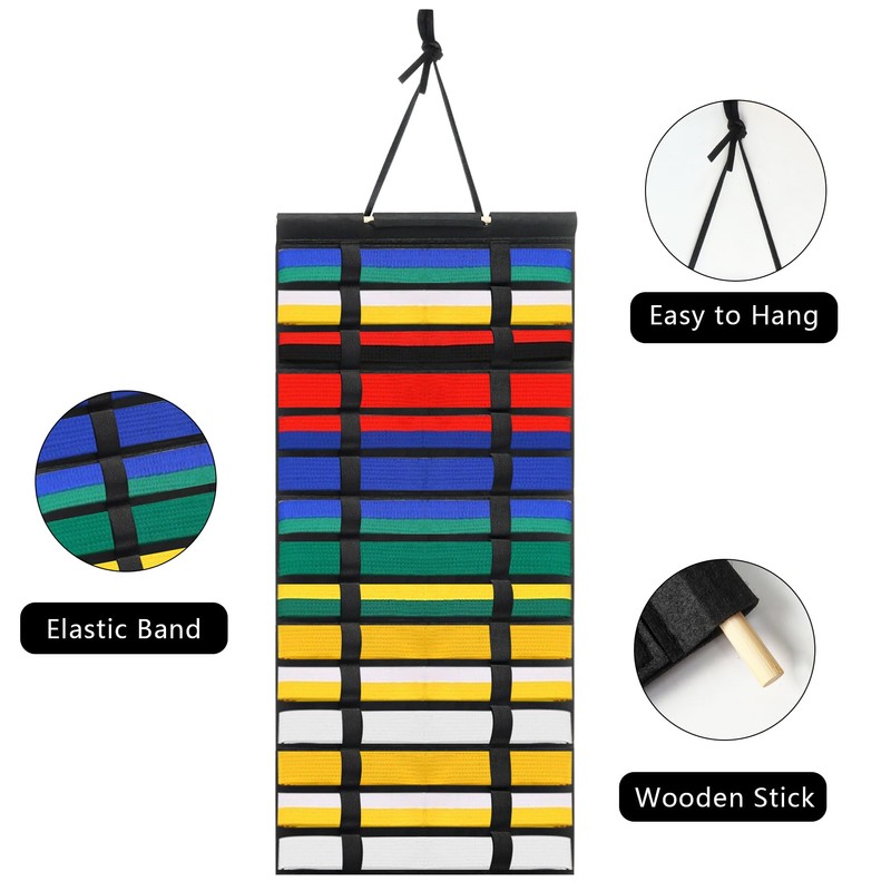 Klmnop 15 Belts Karate Belt Display Rack, Felt Martial Arts