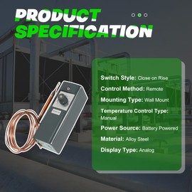 LEAPTREND W1609-101 Thermostat Temperature Controller Refrigeration Remote Bulb TH-1609, from -30 Degrees F to 90 Degrees F (-34 Degrees C to 32 Degrees C), 5 Ft Capillary