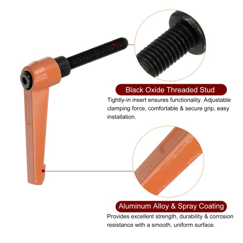 sourcing map 4pcs Adjustable Clamping Lever Handles M8 x 40mm