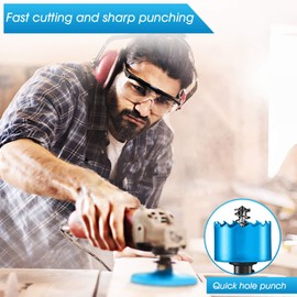 2-3/4 Inch Hole Saw, 70mm HSS Bi-Metal Hole Cutter with Hex Shank Drill Bit Adapter for Wood Plastic Drywall Fiberboard and Soft Metal Sheet, Blue