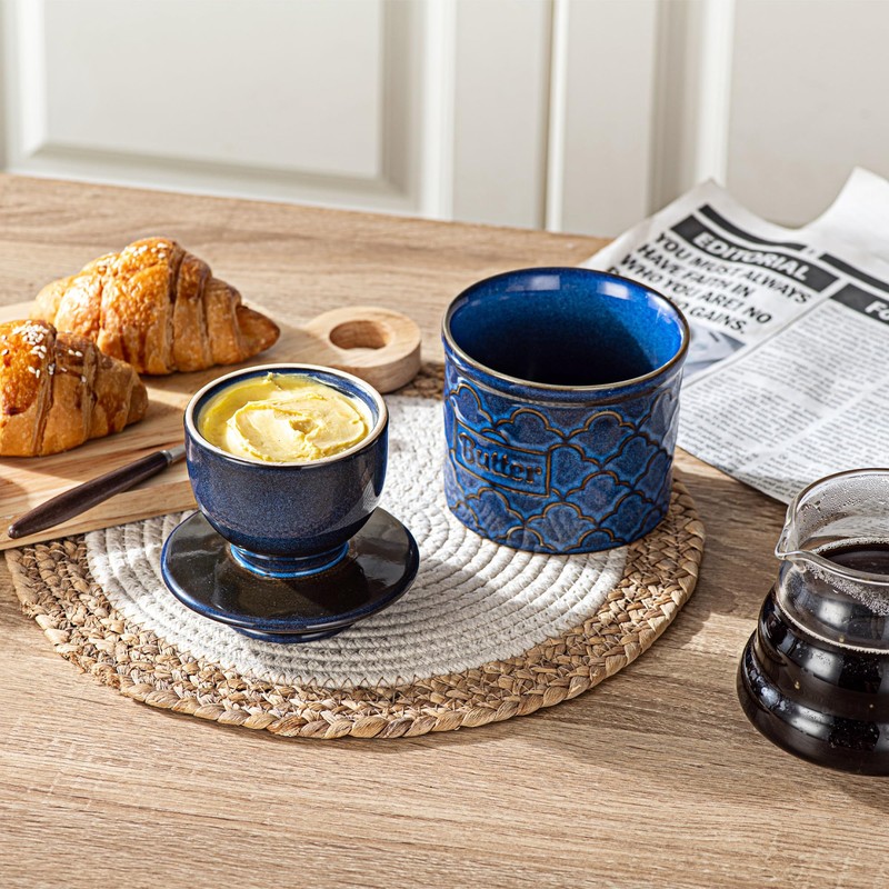 Butter Crock with Lid for Countertop, French Butter Dish Ceramic
