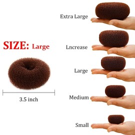 TwistyTieLB Hair Donut Bun Maker, Ring Style, 2PCS Large 3.5 Inch for Thick and Long Hair (Brown)