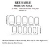24Pcs French Tip Press on Nails Square Fake Nails Short