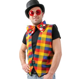 KarnevalsTeufel Vest "Checked", Men's Costume, 1-Piece Vest, Clown Costume, Carnival Fancy Dress (54)