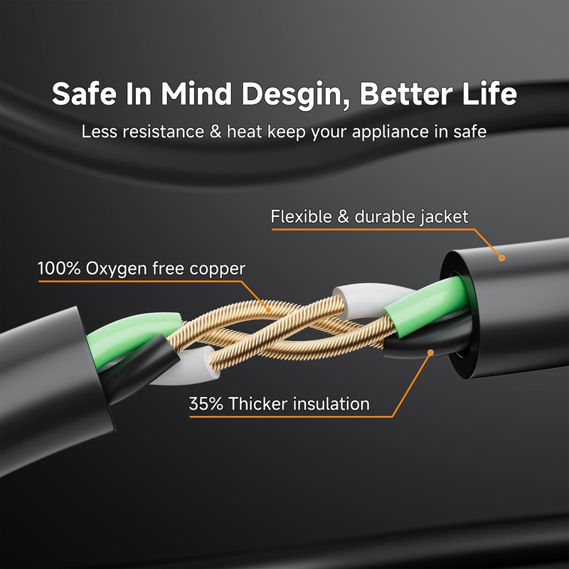 1-way extension cord 1m (including plug), black power supply durable