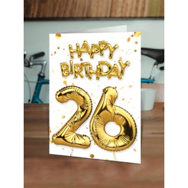 Brainbox Candy - 26th Birthday Card - Age 26 - Beautiful White Gold Foil Effect Age Card - Birthday Cards For Him Her Men Women Friends