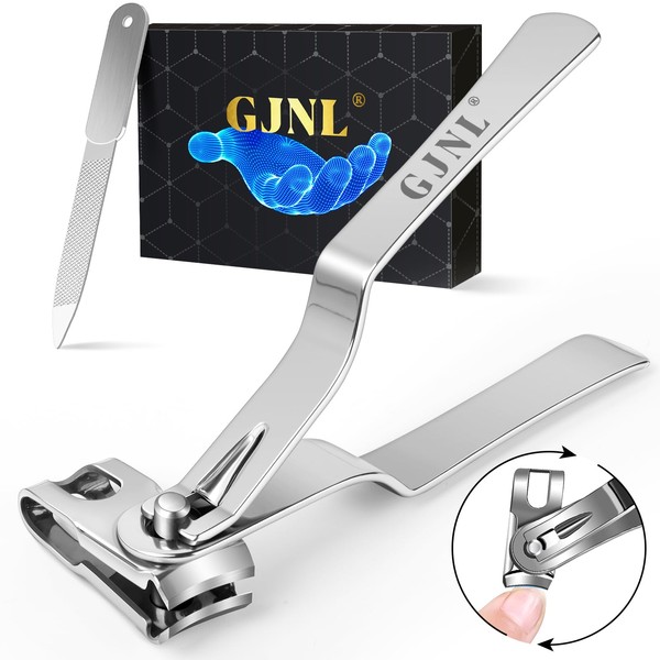Toenail Clippers for Thick Nails, GJNL 360 Degree Rotation Nail Clippers, Sharp Stainless Steel Fingernail Clippers with Long Handle for Men, Seniors