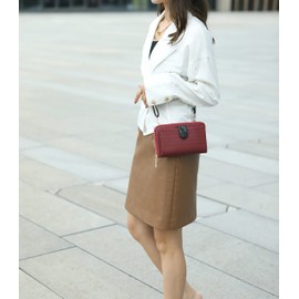 MKF Collection Women's Crossbody Phone Bag, Vegan Leather shoulder Bag Cell phone bag Wallet Purse Handbag by Mia K, Olgha Red