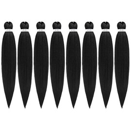 Pre-stretched Braiding Hair 16"-8 packs Professional Itch Free Hot Water Setting Synthetic Fiber Crochet Braiding Hair Extension Twist Braid(#1)