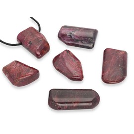 Lebensquelle Plus Ruby Drop Pendant, Drilled Tumbled Stone Pendant with Cotton Band, High-Quality Gemstone Pendant, Stone, Ruby