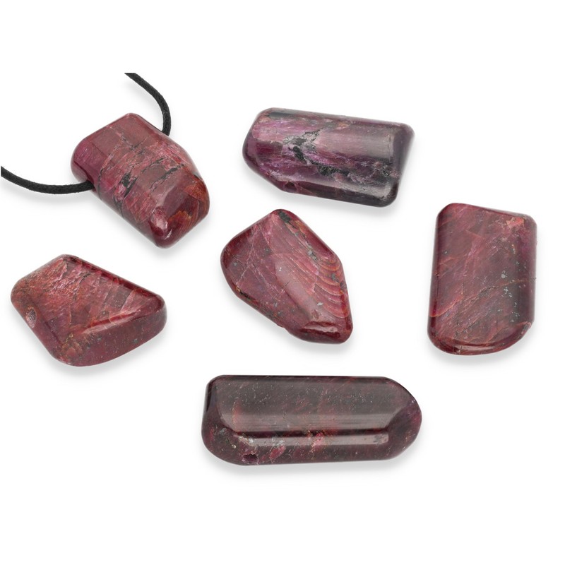 Lebensquelle Plus Ruby Drop Pendant, Drilled Tumbled Stone Pendant with