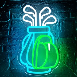 Golf Bag Neon Sign for Wall Decor Golf Neon Light for Man Cave Bag LED Light Up Sign for Bedroom Club Shop Tavern Party Birthday Gift for Sports Fans Wall Art Size14.9 * 8.8inches(JTD273)