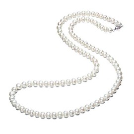 Treasure Bay Elegant AA Grade 7mm Natural White Freshwater Pearl Necklace For Women, Ladies and Girls Presented in A beautiful Jewellery Gift Box (19)