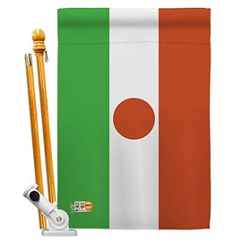 Americana Home & Garden AA-CY-HS-140170-IP-BO-D-US18-AG 28 x 40 in. Niger Flags of the World Nationality Impressions Decorative Vertical Double Sided House Flag Set & Pole Bracket Hardware Flag Set
