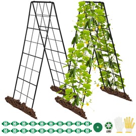 2 Pack 50" Tall A Frame Trellis for Climbing Plants Outdoor (50" X 17") – Heavy Duty Garden Adjustable Trellis, Metal Trellis for Cucumbers, Beans, Tomatoes, Grapes, and Vining Vegetables
