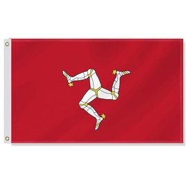 3×5 FT Man Island Flag,Large Isle of Man Decor,Double Side Digital Printed 150D Polyester Banner With Canvas Header Brass Grommet