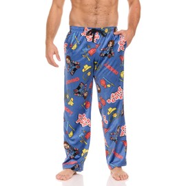 COCO BRANDS Chucky Men's All Over Print Pajama Pant with Adjustable, Elastic Waistband - Soft, Silky Sleepwear, Size Large, Chucky Blue/Good Guy