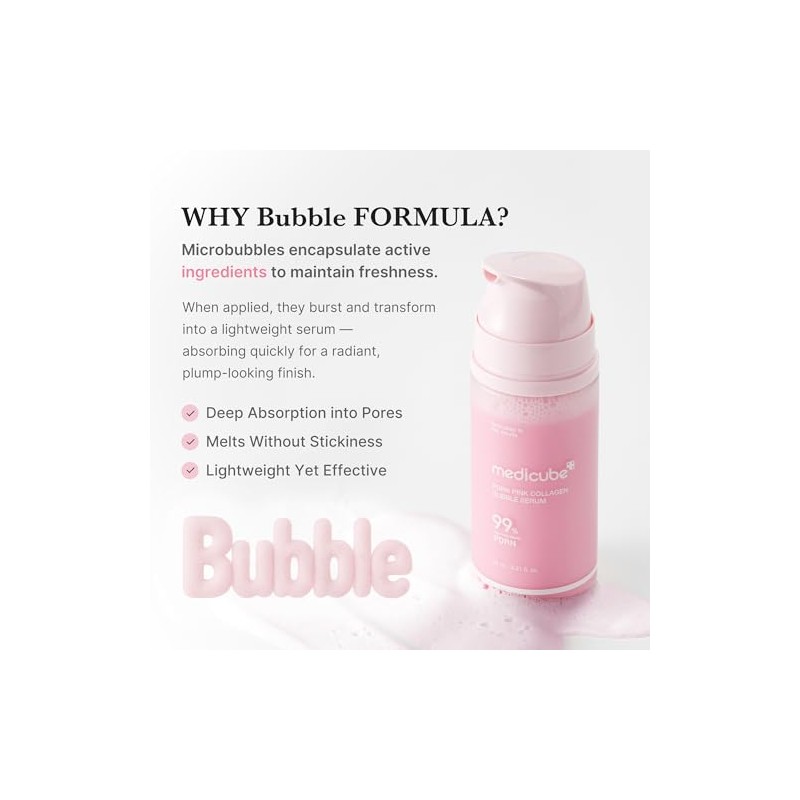 medicube PDRN Pink Collagen Bubble Serum | Bubble-to-Glow Firming Serum