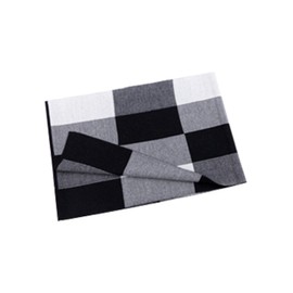 WANYING Winter Autumn Men's Knitted Scarf 6% Wool Knitted Scarf Casual Business Gentleman - 180 x 30 cm Striped, A04 - Checked Black White