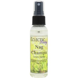 Nag Champa Linen Spray (Double Strength), 2 ounces - Eclectic Lady Sheet and Linen Spray - No Artificial Colors, Parabens, or Preservatives - Long-Lasting Scent for Bed, Fabric & Pillow