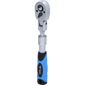 BRILLIANT TOOLS BT020997 1/4 Inch Telescopic Reversible Ratchet with Flexible Head (175-225 mm) [Powered by KS Tools]