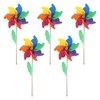 5 Pcs Wind Spinners Wooden Pole Rainbow Windmill Plastic Rainbow