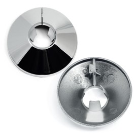 Radiator Pipe Covers Chrome Pipe Collars - Pack of 2 Radiator Pipe Collars, 15mm Radiator Pipe Hole Collars, 4.5cm Wide Snap On Chrome-Plated Plastic Cover to Hide Radiator Pipes Base