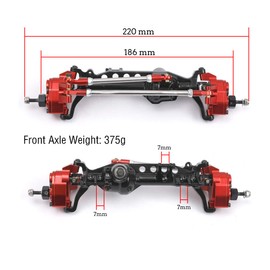 RZXYLRC Aluminum Alloy Portal Axle Complete Front Axle for Axial SCX10 III AXI03007 1/10 RC Crawler Upgrades (Red&Black, Front)