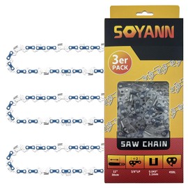 3 x Saw Chains 30 cm 45 TG 1.1 mm 3/8 Inch LP Non-Return Chain, Chainsaw Chain, Professional Chain Replacement Chain Compatible with Ryobi, Greenworks, Bosch and More