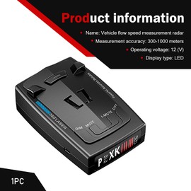 MOXRUQ RAD 2000 Laser Radar Detector, 12V 360° Long Range Radar Detector, Full-Band Reception Real-time Detection, Voice Alerts OLED Display Speed, Universal for Cars Trucks (Black)