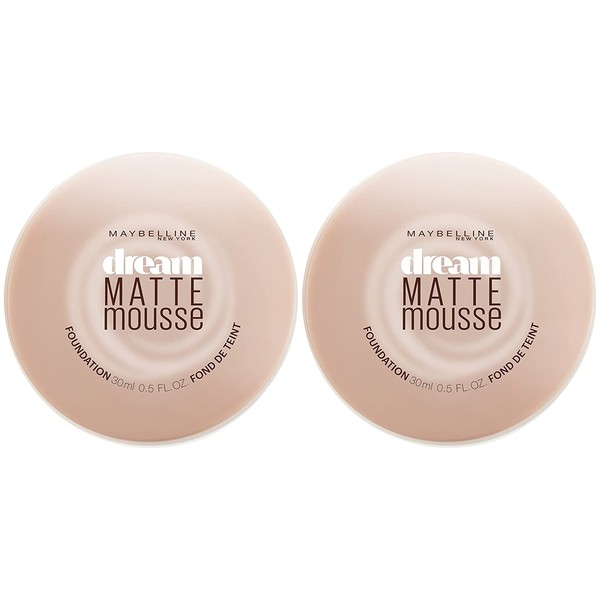 Maybelline New York Dream Matte Mousse Foundation Makeup, Creamy Natural, 0.64 Fl Oz (Pack of 2)