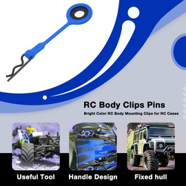 Rc Body Clips Pins,4pcs 3.1in Rc Car Shell Body Fixed Clips Universal Ring Rc Body Clips Pins,Rc Car Pins for 1/10 Model Car(Blue)
