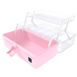 Anbestor 13” Three Layers Plastic Portable Storage Box, Multipurpose Organizer and Storage Case for Art Craft and Cosmetic, Portable Handled Storage Box for Home, School, Office