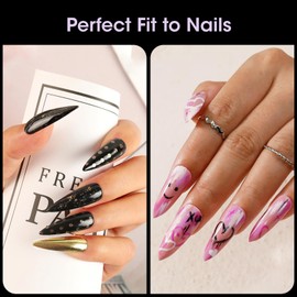 Gellen 504pcs Stiletto Nail Tips – Semi-Matte Transparent Full Cover Acrylic, Long Almond Stiletto Shape, Pre-Shaped for Perfect Extensions, 12 Sizes