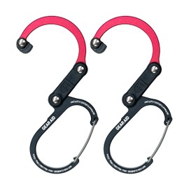 GEAR AID HEROCLIP Carabiner Clip and Hook (Mini) for Travel, Luggage, Purse and Small Bags, Black and Red, 2 Pack