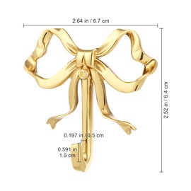 Golden Brass Bowknot Wall Hook - Decorative Hanging Hook for Coat, Hat, Towel - 2.63 X 2.51 X 0.59 Inch - Easy to Install, Multi-Purpose Home Decor