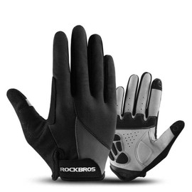 ROCKBROS Cycling Gloves for Men Women - Breathable Gel Pad Road Mountain Bike Gloves - Touch Screen Anti-Slip MTB Gloves for Cycling Workout Outdoor Sports - Color: Black, Size: XL