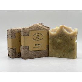 Three Dubs Ranch Old West: Handmade All-Natural, Goat Milk Soap Bars made with Tallow, For Hands & Body. Sandalwood, Patchouli scented Soap Bars. Made in Texas.(3.5 oz Bar 3 Pack)