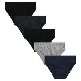 Van Heusen Low Rise Mens Briefs -5 Pack Tag Free Soft Cotton Stretch Underwear with Supportive Contour Pouch,Large, Grey Heather/Black/Light Grey Heather/Charcoal Heather/Black