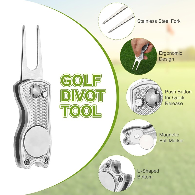 PATIKIL Golf Divot Repair Tool, 6 Pack Foldable Metal Golf