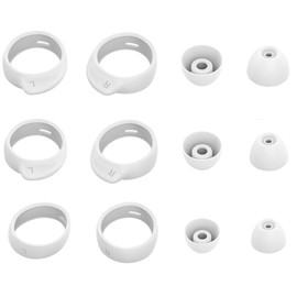 ALXCD Replacement Eartips Earhooks Kit for Galaxy Buds Headphone, S/M/L Size Included Silicone Earbud Tips & Hooks, Fit for Galaxy Buds SM-R170 Headphone 6+6 White