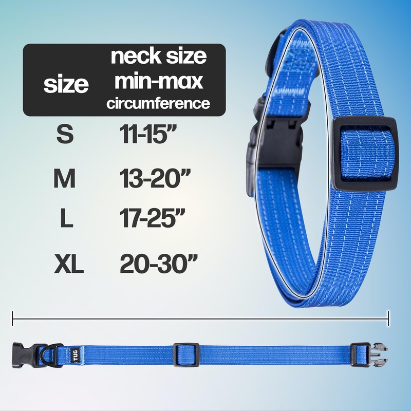TUG Strong Nylon Dog Collar (Small, Blue)