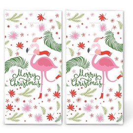 20 Individual Handkerchiefs Christmas Flamingo on Christmas 2 Packs of 10 Individual Paper Handkerchiefs Printed Gift