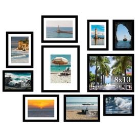 JCJMY 10 Packs Picture Frames Collage Wall Decor for Wall Hanging or Tabletop, 8x10, 5x7, 4x6 Multi Sizes Photo Frames, Collage Picture Frames for Family Wall Decor, Gallery Wall Frame Set, Black