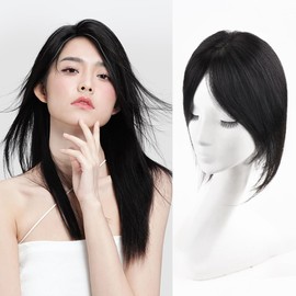 Rebecca Partial Wig, Medical Bangs Wig, 100% Human Hair, 3D Air Feel, Total Hand Plant, Thick, Self Blending, Breathable, Natural, Thin Hair, Long Wig Hidden Gray Hair, Integrated With Your Own Hair