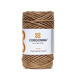 3mm Macrame Cord Cotton - 100m Twisted Macrame Twine for Crafts with 40 Threads | Colored Cotton Rope String for Crafts, Wall Hanging and Plant Hangers | Macrame Supplies | Cordonna | Beige