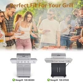 Adviace Grill Replacement Parts for Home Depot Nexgrill 720-0830H, 720-0783E, 720-0830D, Stainless Steel 17 Inch Cooking Grill Grates, Porcelain Steel 4 Pack Grill Heat Plates Heat Shiels Burner Cover