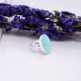 Tuscany Silver Women's Sterling Silver 23 x 15 mm Oval Turquoise Ring, Size N