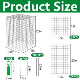 Adnee 7 Pack Wire Plant Protector with Cover-20x12x12 Inch Detachable Square Wire Cages to Prevent Animals-Metal Garden Plant Protector Cages for Protecting Plants Vegetables Flowers